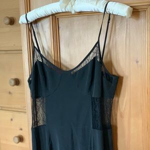 L’Agence black satin gown